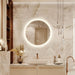 Round LED Bathroom Vanity Mirror With Dimmable Lights - Sweatfully