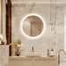 Round LED Bathroom Vanity Mirror With Dimmable Lights - Sweatfully