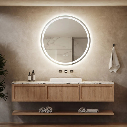 Round Led Mirror Bathroom Vanity Mirror With Dimmable Lights - Sweatfully