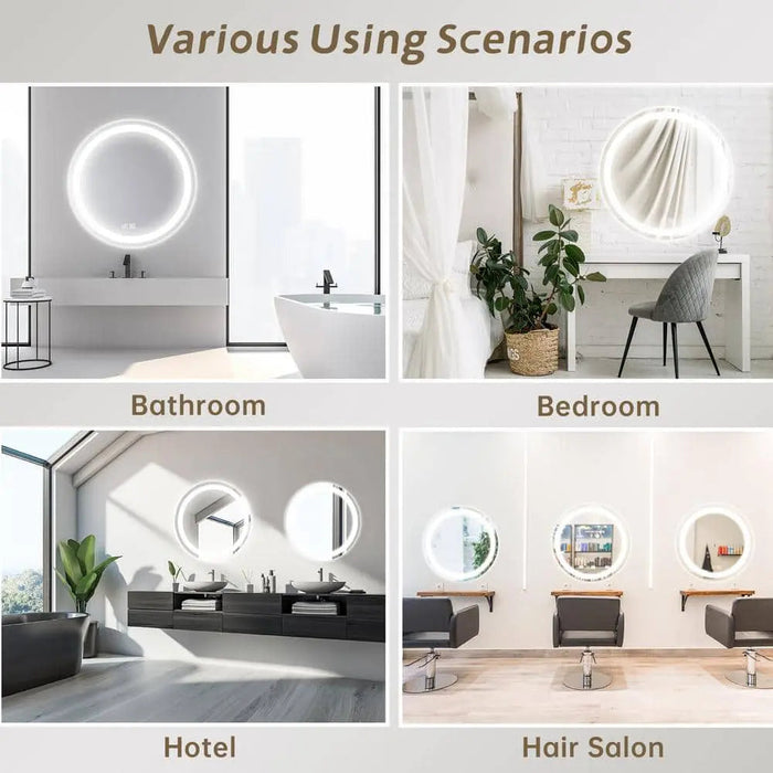 Round Led Mirror Bathroom Vanity Mirror With Dimmable Lights - Sweatfully