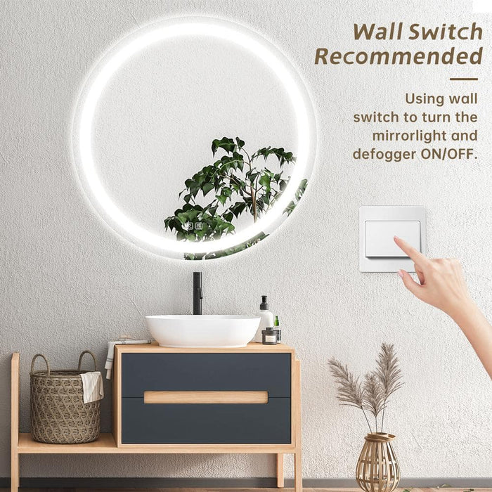 Round Led Mirror Bathroom Vanity Mirror With Dimmable Lights - Sweatfully