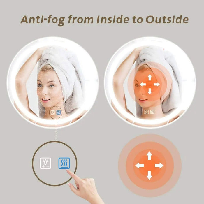 Round Led Mirror Bathroom Vanity Mirror With Dimmable Lights - Sweatfully