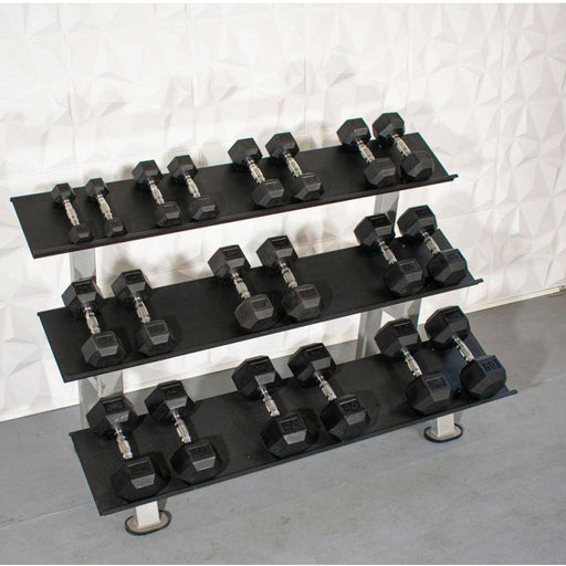 Rubber Hex Dumbbell Set - Muscle D FItness - Steel Handle - Quality knurling - Weightlfting - Sweatfully