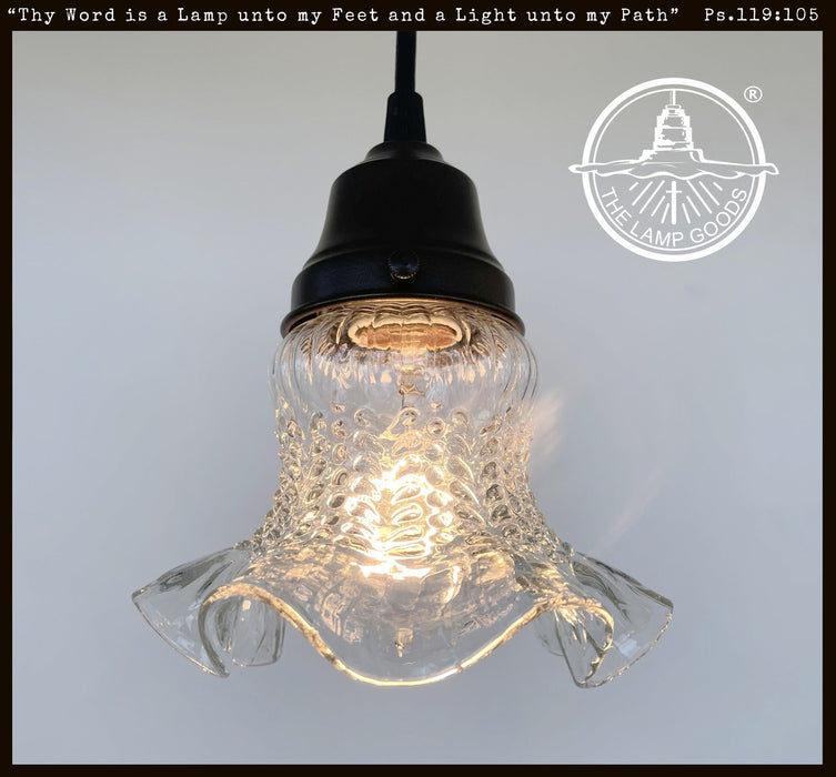 Delicate HOBNAIL RUFFLE 1930's Antique Glass Pendant - Sweatfully