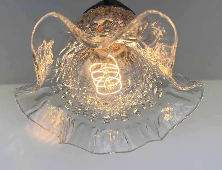 Delicate HOBNAIL RUFFLE 1930's Antique Glass Pendant - Sweatfully