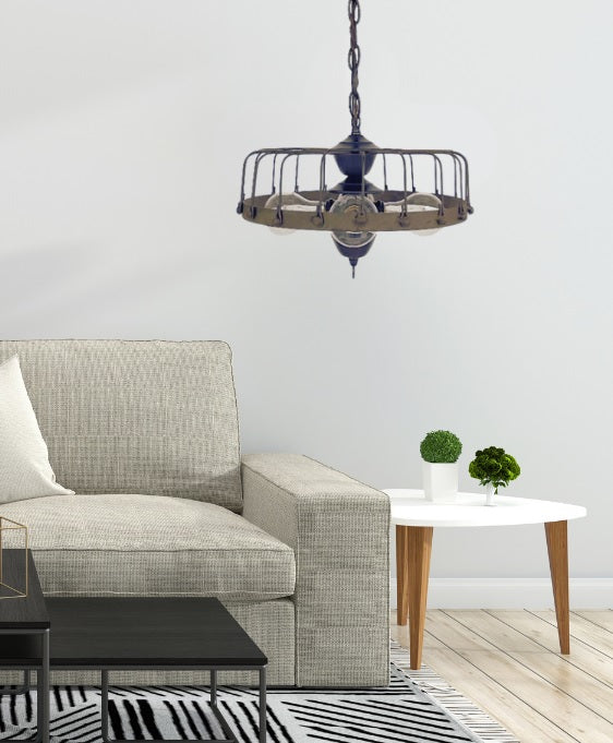 Rustic Industrial Cage Chandelier Light - Sweatfully