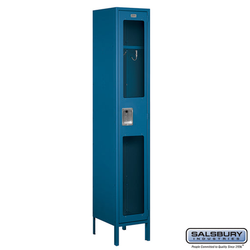 Salsbury 15" Wide Single Tier See-Through Metal Locker - 1 Wide - 6 Feet High - 15 Inches Deep - Blue - Unassembled - Sweatfully