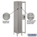 Salsbury 15" Wide Single Tier See-Through Metal Locker - 1 Wide - 6 Feet High - 15 Inches Deep - Gray - Unassembled - Sweatfully