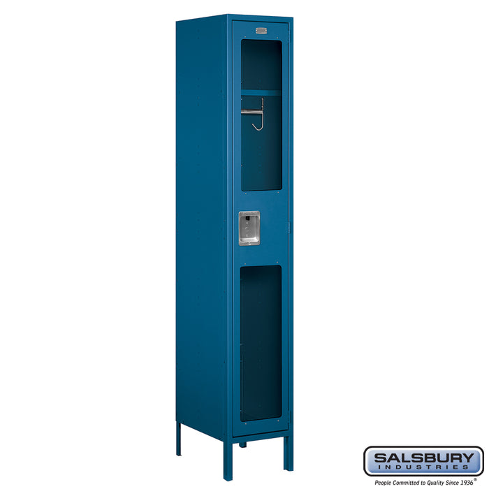 Salsbury 15" Wide Single Tier See-Through Metal Locker - 1 Wide - 6 Feet High - 18 Inches Deep - Blue - Assembled - Sweatfully