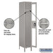 Salsbury 15" Wide Single Tier See-Through Metal Locker - 1 Wide - 6 Feet High - 18 Inches Deep - Gray - Assembled - Sweatfully