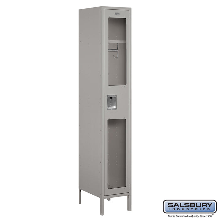 Salsbury 15" Wide Single Tier See-Through Metal Locker - 1 Wide - 6 Feet High - 18 Inches Deep - Gray - Unassembled - Sweatfully