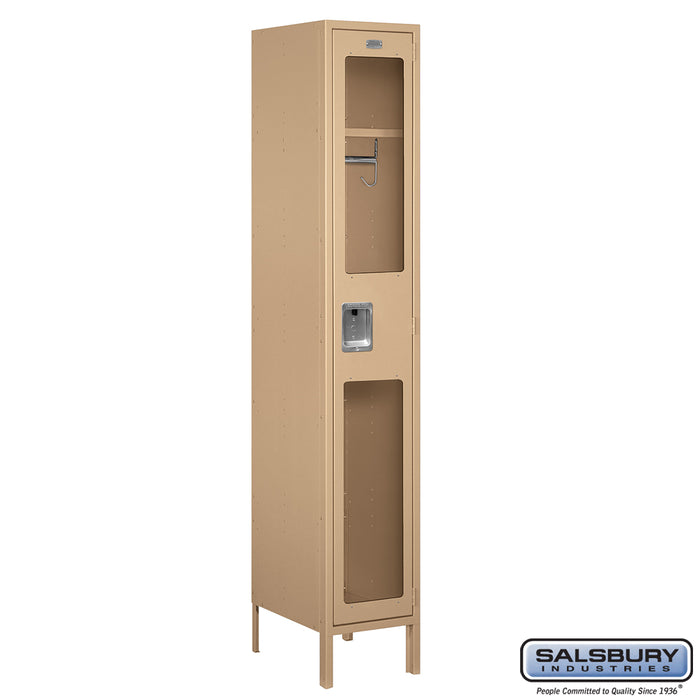 Salsbury 15" Wide Single Tier See-Through Metal Locker - 1 Wide - 6 Feet High - 18 Inches Deep - Tan - Unassembled - Sweatfully