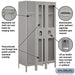 Salsbury 15" Wide Single Tier See-Through Metal Locker - 3 Wide - 6 Feet High - 18 Inches Deep - Gray - Unassembled - Sweatfully