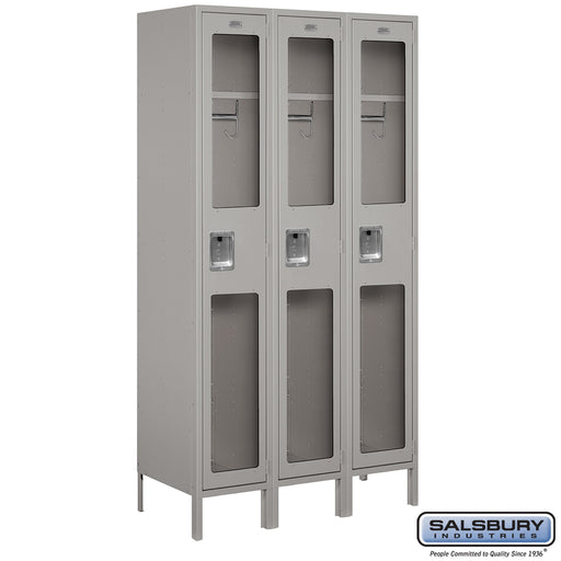 Salsbury 15" Wide Single Tier See-Through Metal Locker - 3 Wide - 6 Feet High - 18 Inches Deep - Gray - Unassembled - Sweatfully