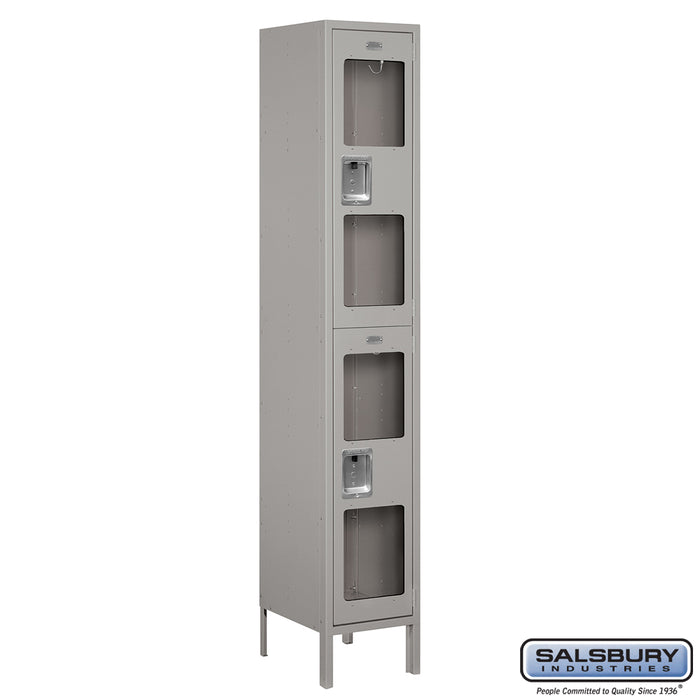 Salsbury 15" Wide Double Tier See-Through Metal Locker - 1 Wide - 6 Feet High - 15 Inches Deep - Gray - Assembled - Sweatfully