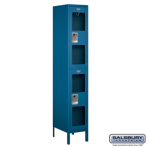 Salsbury 15" Wide Double Tier See-Through Metal Locker - 1 Wide - 6 Feet High - 18 Inches Deep - Blue - Unassembled - Sweatfully