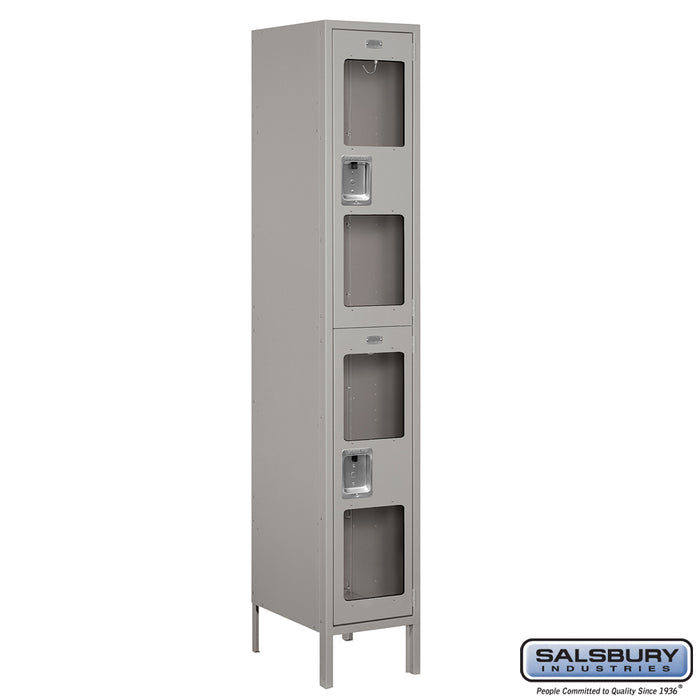 Salsbury 15" Wide Double Tier See-Through Metal Locker - 1 Wide - 6 Feet High - 18 Inches Deep - Gray - Assembled - Sweatfully