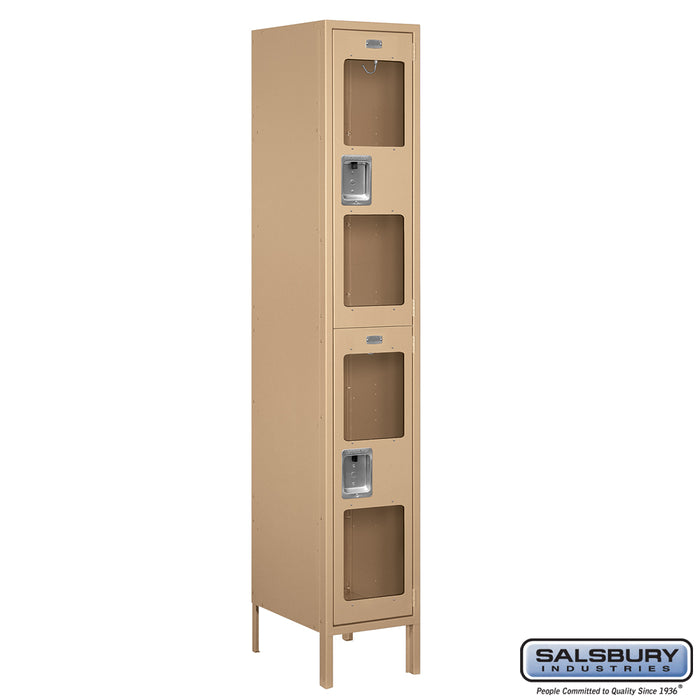 Salsbury 15" Wide Double Tier See-Through Metal Locker - 1 Wide - 6 Feet High - 18 Inches Deep - Tan - Assembled - Sweatfully