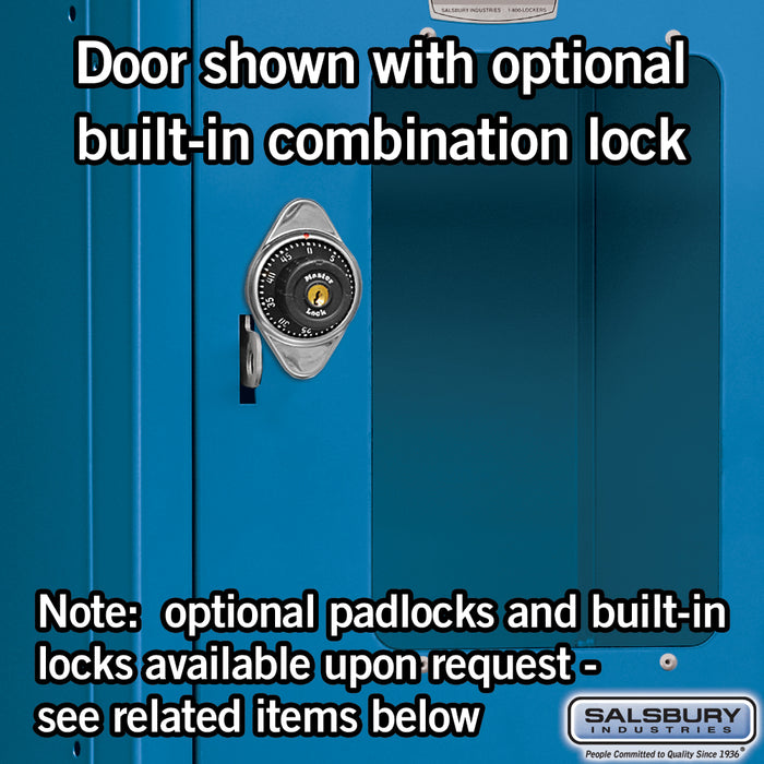 Salsbury 15" Wide Four Tier See-Through Metal Locker - 1 Wide - 6 Feet High - 15 Inches Deep - Blue - Assembled - Sweatfully