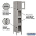 Salsbury 15" Wide Four Tier See-Through Metal Locker - 1 Wide - 6 Feet High - 15 Inches Deep - Gray - Unassembled - Sweatfully