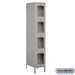 Salsbury 15" Wide Four Tier See-Through Metal Locker - 1 Wide - 6 Feet High - 18 Inches Deep - Gray - Unassembled - Sweatfully