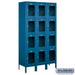Salsbury 15" Wide Four Tier See-Through Metal Locker - 3 Wide - 6 Feet High - 15 Inches Deep - Blue - Unassembled - Sweatfully