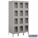Salsbury 15" Wide Four Tier See-Through Metal Locker - 3 Wide - 6 Feet High - 18 Inches Deep - Gray - Assembled - Sweatfully