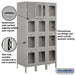 Salsbury 15" Wide Four Tier See-Through Metal Locker - 3 Wide - 6 Feet High - 18 Inches Deep - Gray - Unassembled - Sweatfully