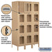 Salsbury 15" Wide Four Tier See-Through Metal Locker - 3 Wide - 6 Feet High - 18 Inches Deep - Tan - Unassembled - Sweatfully