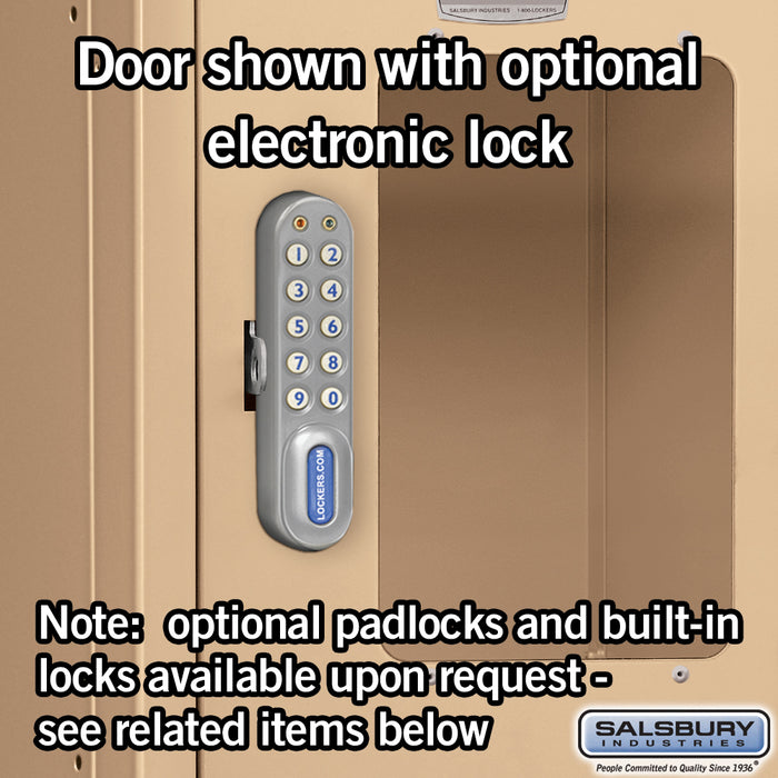 Salsbury 15" Wide Four Tier See-Through Metal Locker - 3 Wide - 6 Feet High - 18 Inches Deep - Tan - Unassembled - Sweatfully