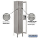 Salsbury 12" Wide Single Tier See-Through Metal Locker - 1 Wide - 5 Feet High - 12 Inches Deep - Gray - Unassembled - Sweatfully