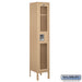 Salsbury 12" Wide Single Tier See-Through Metal Locker - 1 Wide - 5 Feet High - 12 Inches Deep - Tan - Assembled - Sweatfully