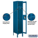 Salsbury 12" Wide Single Tier See-Through Metal Locker - 1 Wide - 5 Feet High - 15 Inches Deep - Blue - Unassembled - Sweatfully