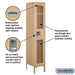 Salsbury 12" Wide Single Tier See-Through Metal Locker - 1 Wide - 5 Feet High - 15 Inches Deep - Tan - Unassembled - Sweatfully