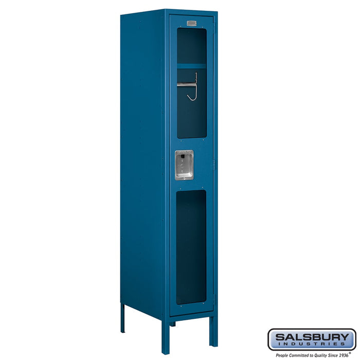 Salsbury 12" Wide Single Tier See-Through Metal Locker - 1 Wide - 5 Feet High - 18 Inches Deep - Blue - Assembled - Sweatfully