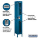 Salsbury 12" Wide Single Tier See-Through Metal Locker - 1 Wide - 6 Feet High - 12 Inches Deep - Blue - Assembled - Sweatfully