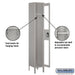 Salsbury 12" Wide Single Tier See-Through Metal Locker - 1 Wide - 6 Feet High - 12 Inches Deep - Gray - Assembled - Sweatfully