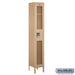 Salsbury 12" Wide Single Tier See-Through Metal Locker - 1 Wide - 6 Feet High - 12 Inches Deep - Tan - Assembled - Sweatfully