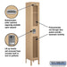 Salsbury 12" Wide Single Tier See-Through Metal Locker - 1 Wide - 6 Feet High - 12 Inches Deep - Tan - Unassembled - Sweatfully