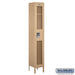 Salsbury 12" Wide Single Tier See-Through Metal Locker - 1 Wide - 6 Feet High - 12 Inches Deep - Tan - Unassembled - Sweatfully