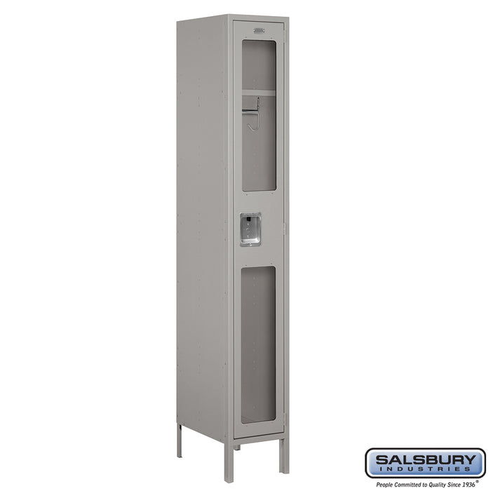 Salsbury 12" Wide Single Tier See-Through Metal Locker - 1 Wide - 6 Feet High - 18 Inches Deep - Gray - Assembled - Sweatfully
