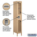 Salsbury 12" Wide Single Tier See-Through Metal Locker - 1 Wide - 6 Feet High - 18 Inches Deep - Tan - Assembled - Sweatfully
