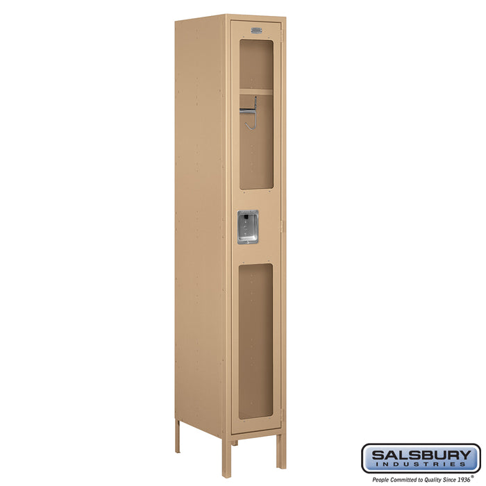 Salsbury 12" Wide Single Tier See-Through Metal Locker - 1 Wide - 6 Feet High - 18 Inches Deep - Tan - Unassembled - Sweatfully
