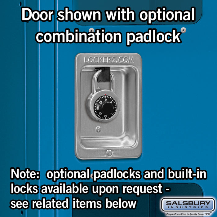Salsbury 12" Wide Single Tier See-Through Metal Locker - 3 Wide - 5 Feet High - 12 Inches Deep - Blue - Unassembled - Sweatfully