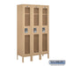 Salsbury 12" Wide Single Tier See-Through Metal Locker - 3 Wide - 5 Feet High - 12 Inches Deep - Tan - Assembled - Sweatfully