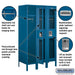 Salsbury 12" Wide Single Tier See-Through Metal Locker - 3 Wide - 5 Feet High - 18 Inches Deep - Blue - Assembled - Sweatfully