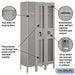 Salsbury 12" Wide Single Tier See-Through Metal Locker - 3 Wide - 6 Feet High - 15 Inches Deep - Gray - Unassembled - Sweatfully