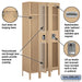Salsbury 12" Wide Single Tier See-Through Metal Locker - 3 Wide - 6 Feet High - 15 Inches Deep - Tan - Unassembled - Sweatfully