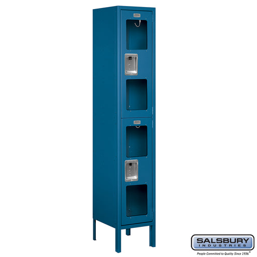 Salsbury 12" Wide Double Tier See-Through Metal Locker - 1 Wide - 5 Feet High - 12 Inches Deep - Blue - Unassembled - Sweatfully