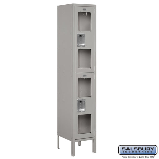 Salsbury 12" Wide Double Tier See-Through Metal Locker - 1 Wide - 5 Feet High - 12 Inches Deep - Gray - Assembled - Sweatfully